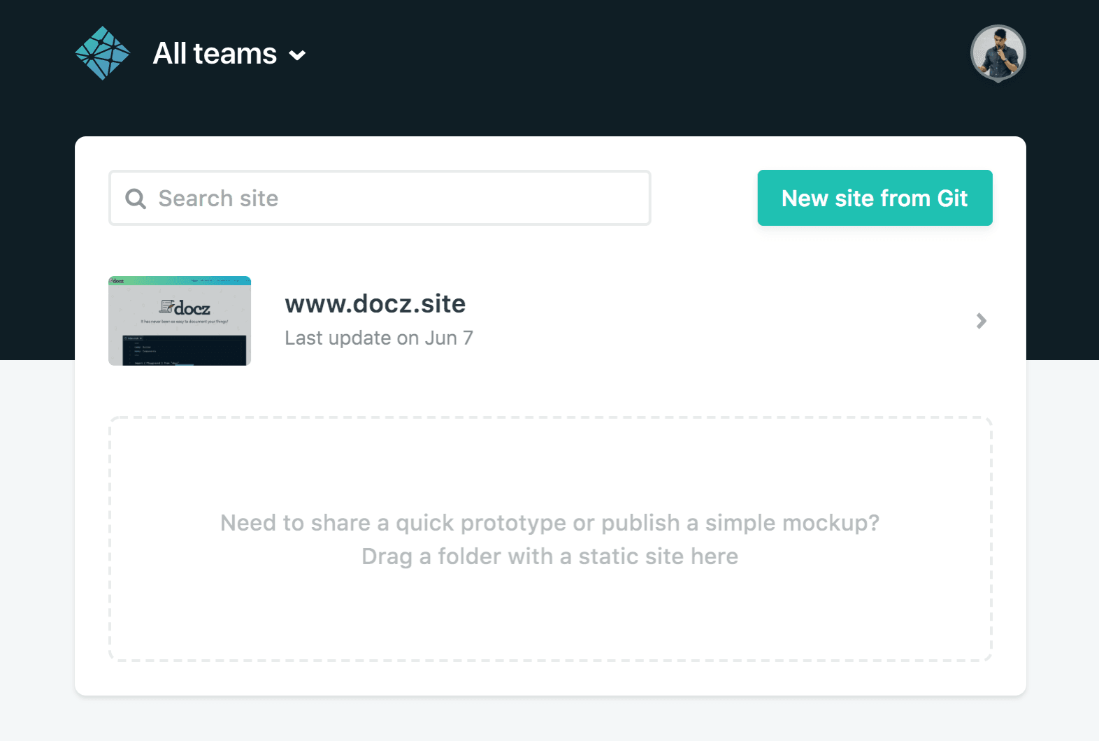 Netlify create new site