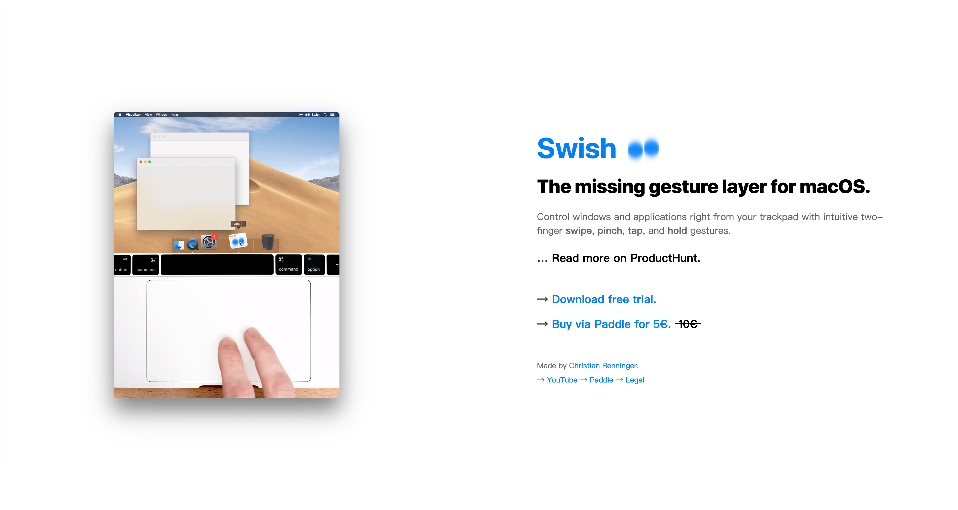 Swish for macOS 的官网页面