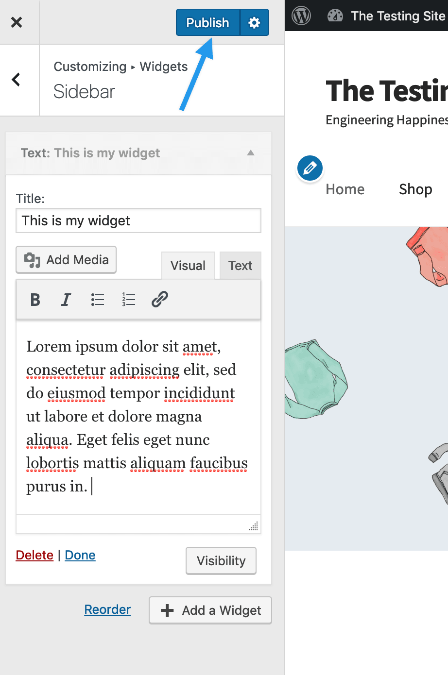 Publish widget