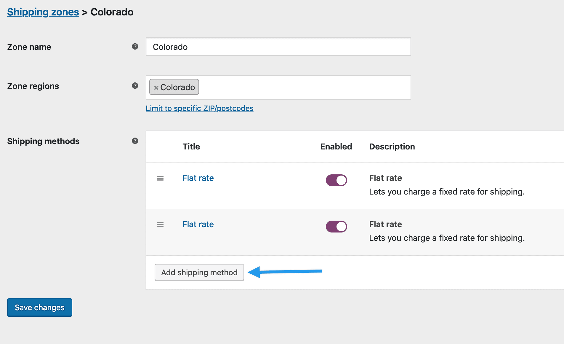 shipping zone and methods