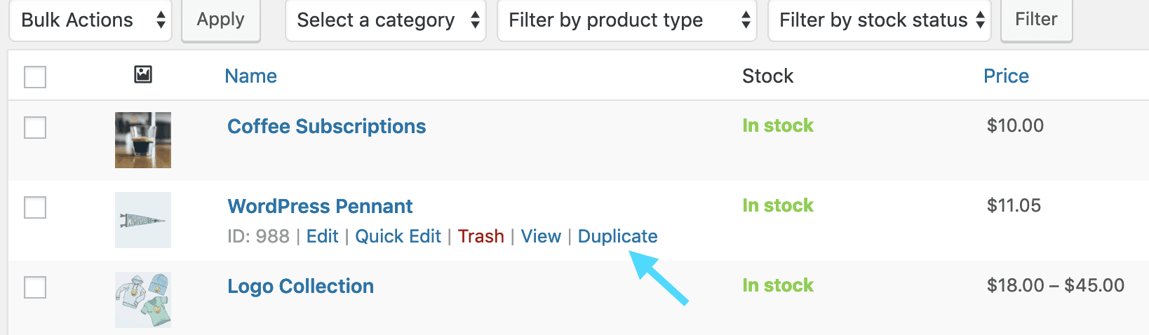 Duplicate product