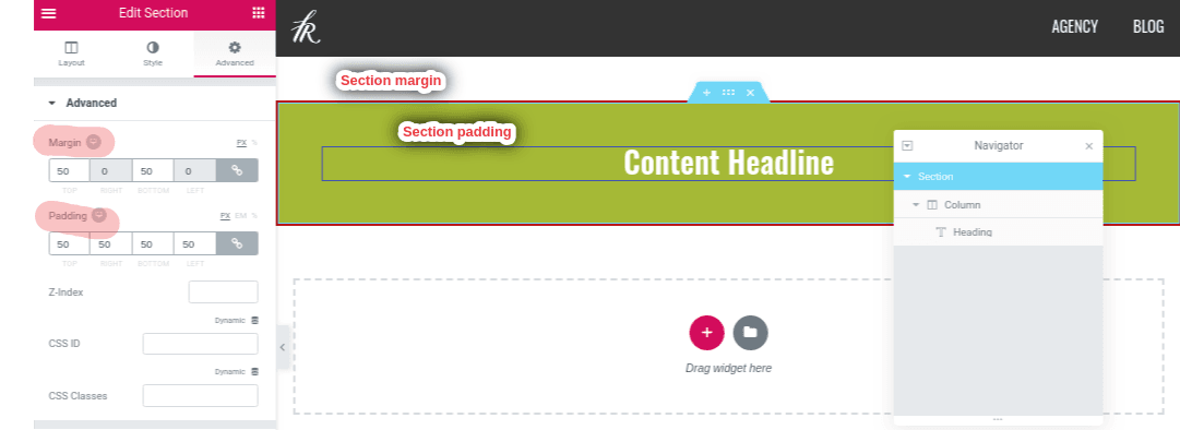 Create Space With Padding And Margins » Elementor