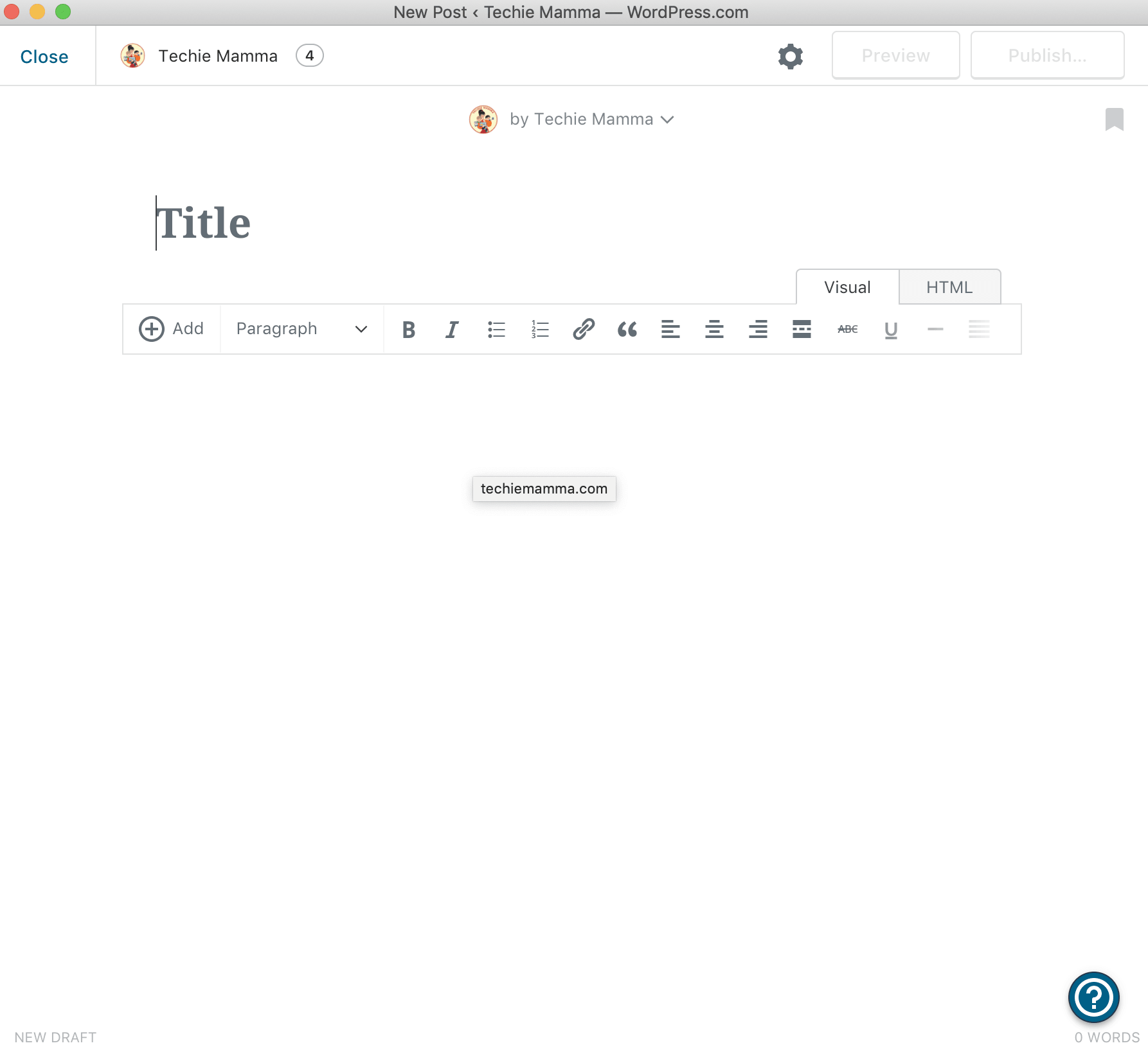 Screenshot of WordPress Mobile App for macOS - Edit Screen